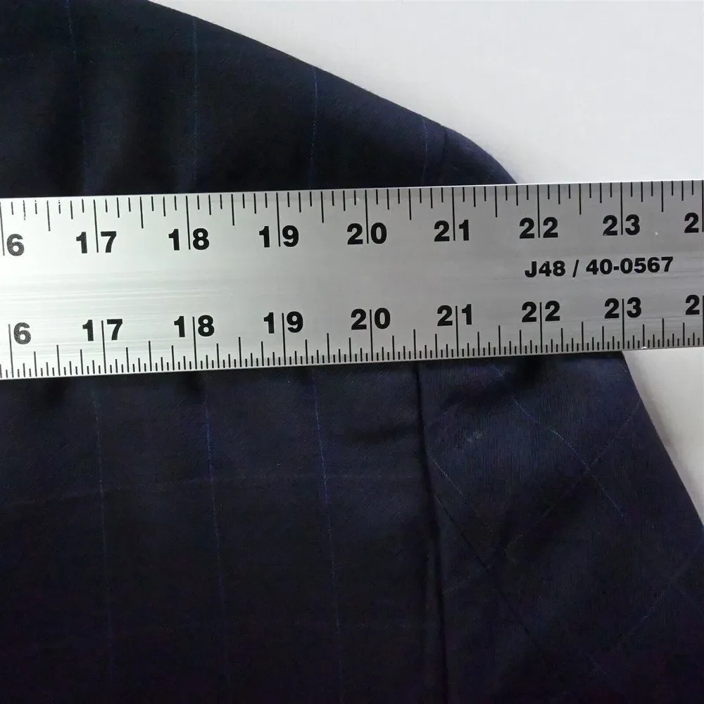 Hart Schaffner Marx 48R Blue Plaid 100% Wool USA Mens‎ Blazer Sport Coat Jacket